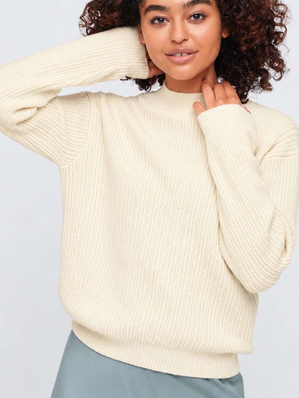 Women's Light Soufflé Yarn Mock Neck Sweater